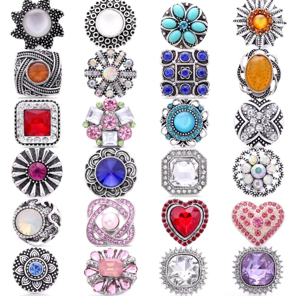 8380 36pcs Mixed Style Rhinestones Snaps Jewelry Charms Ginger Buttons